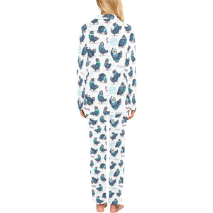 Pigeon Pattern Print Design 02 Women's Long Pajama Set