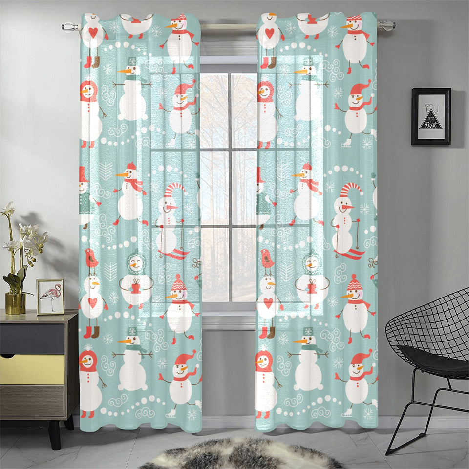 Cute snowman pattern Gauze Curtain
