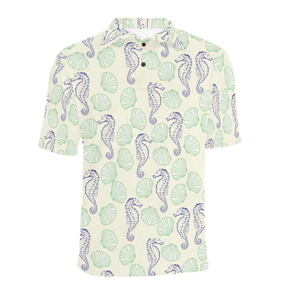 Seahorse shell pattern Men's All Over Print Polo Shirt