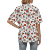 Ladybug Pattern Print Design 05 Women's All Over Print Hawaiian Shirt