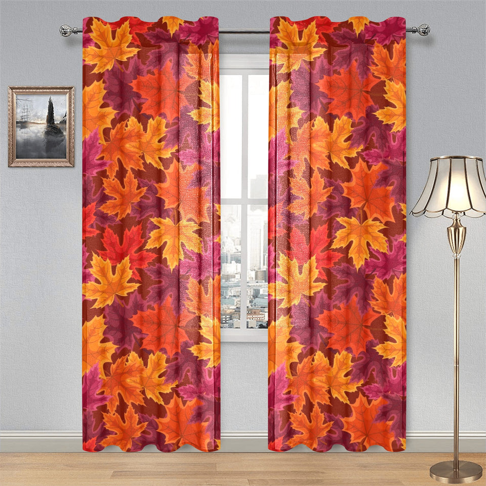 Autumn maple leaf pattern Gauze Curtain