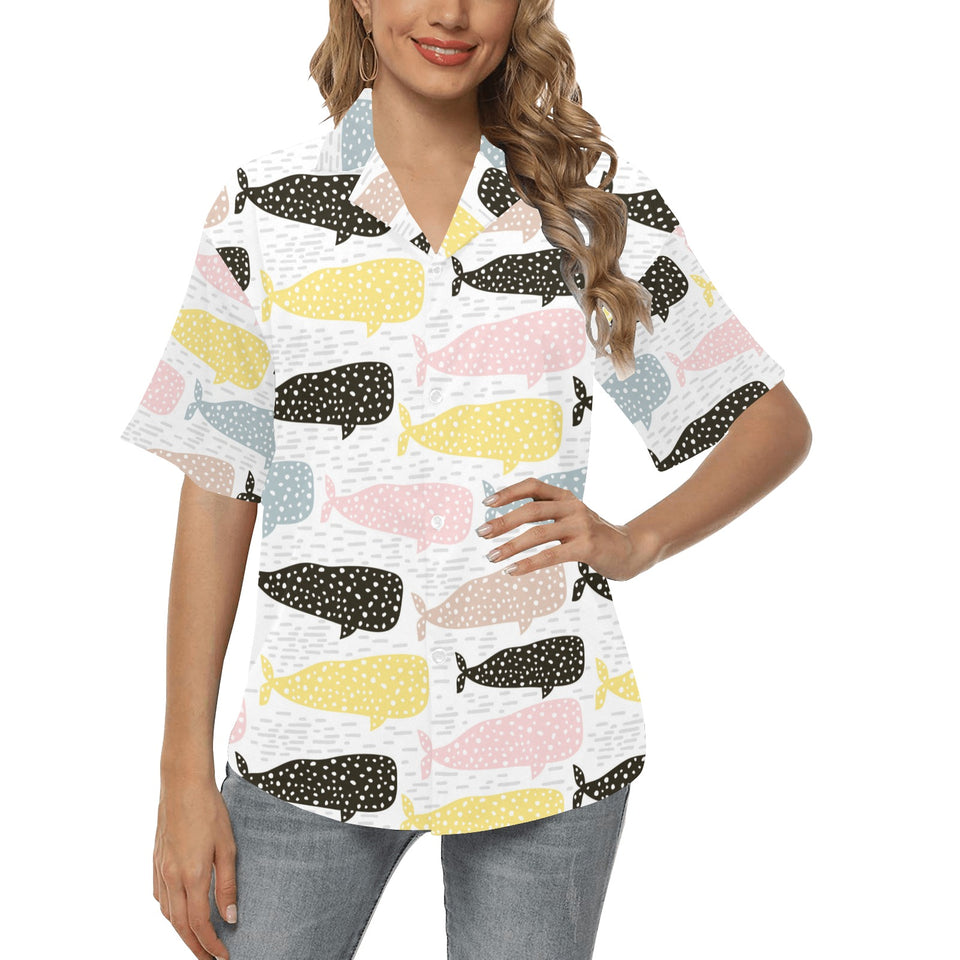 Whale dot pattern Women's All Over Print Hawaiian Shirt