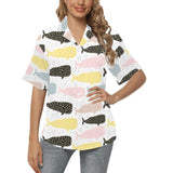 Whale dot pattern Women's All Over Print Hawaiian Shirt