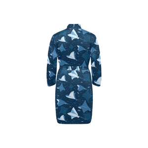 Stingray Pattern Print Design 04 Men's Long Sleeve Belted Night Robe