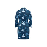 Stingray Pattern Print Design 04 Men's Long Sleeve Belted Night Robe