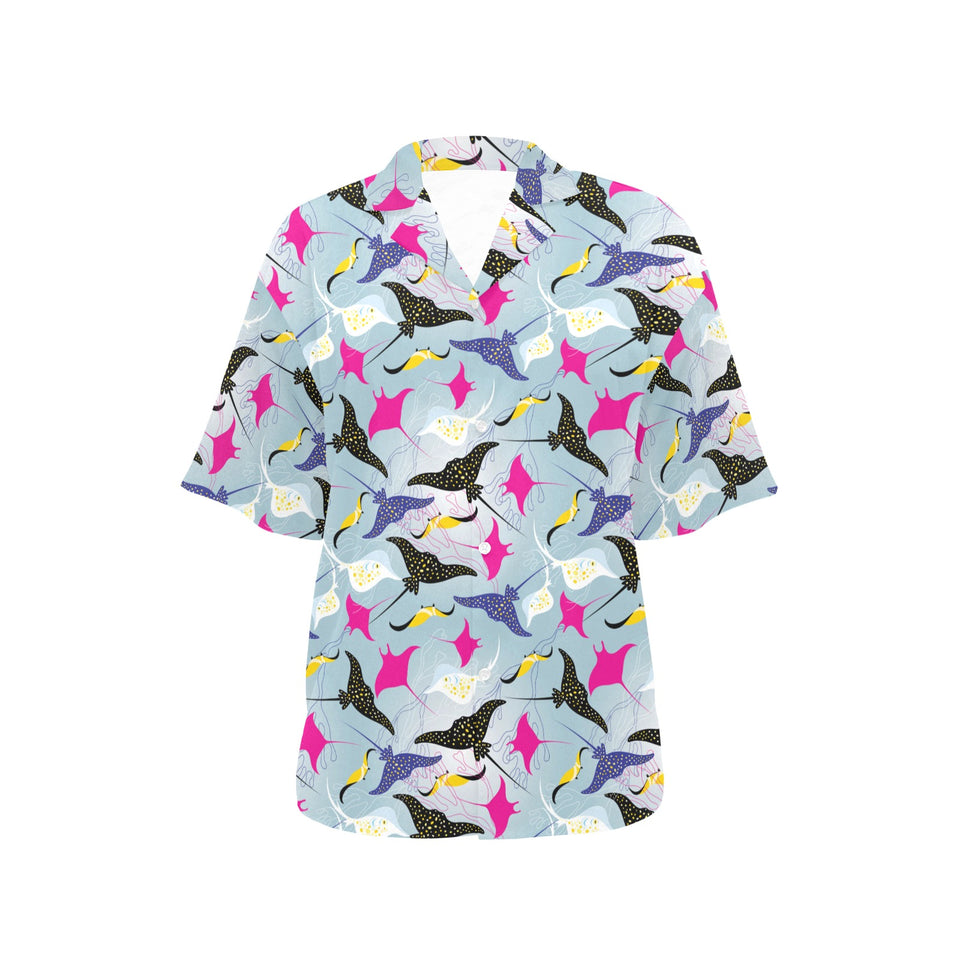 Stingray Pattern Print Design 01 Women's All Over Print Hawaiian Shirt