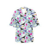 Stingray Pattern Print Design 01 Women's All Over Print Hawaiian Shirt