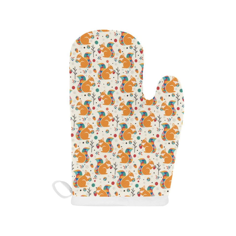 Squirrel Pattern Print Design 04 Heat Resistant Oven Mitts