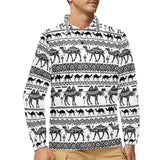 Camel polynesian tribal pattern Men's Long Sleeve Polo Shirt