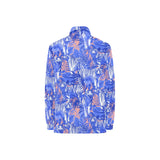 white bengal tigers pattern Women's Long Sleeve Polo Shirt