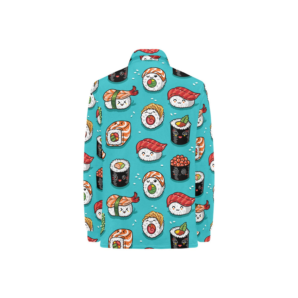 Cute sushi pattern Women's Long Sleeve Polo Shirt