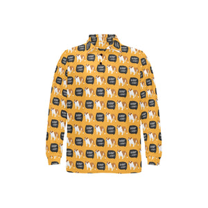English Bulldog Pattern Print Design 04 Men's Long Sleeve Polo Shirt