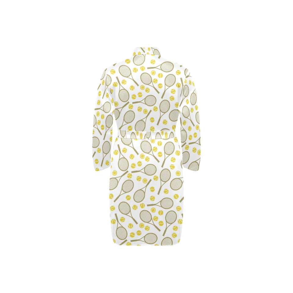 Tennis Pattern Print Design 02 Men's Long Sleeve Belted Night Robe