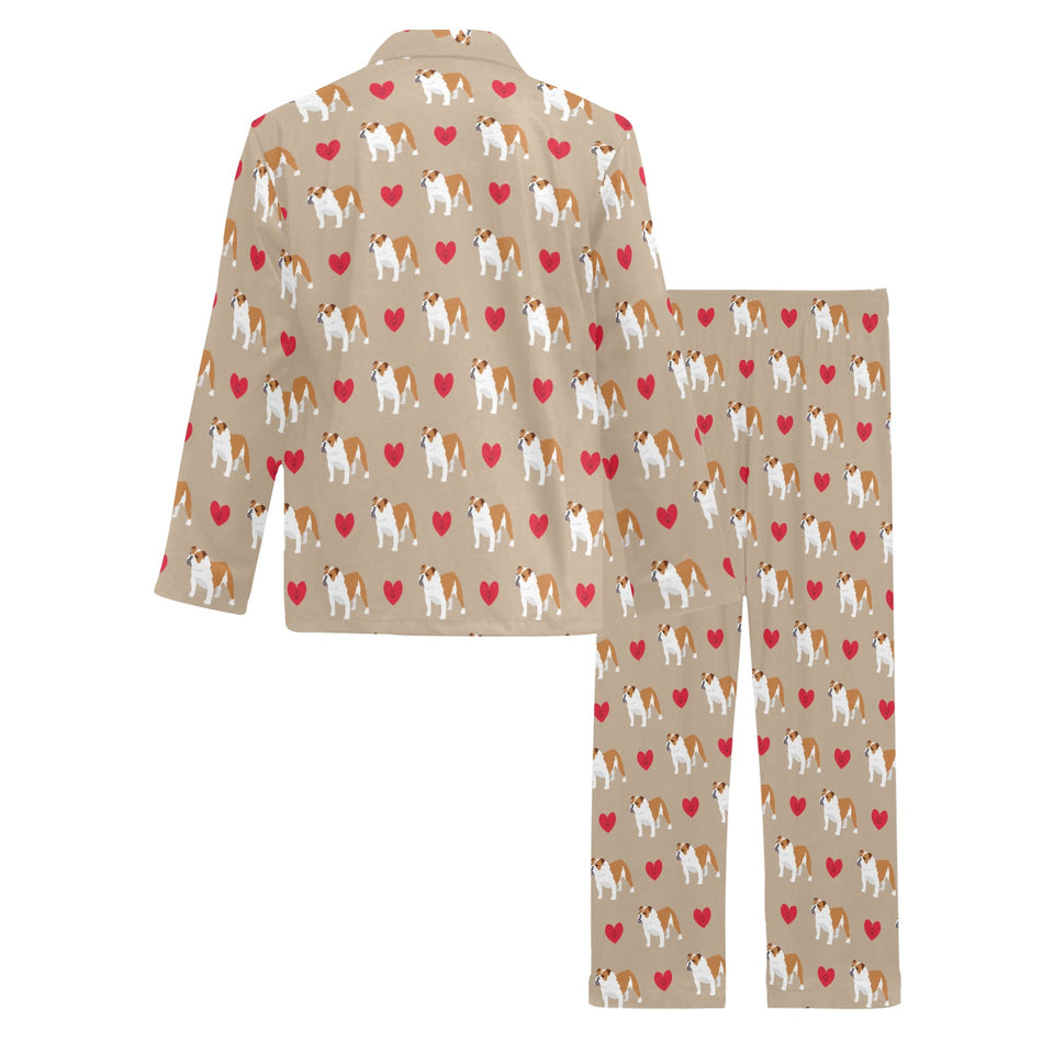 English Bulldog Pattern Print Design 05 Men's Long Pajama Set
