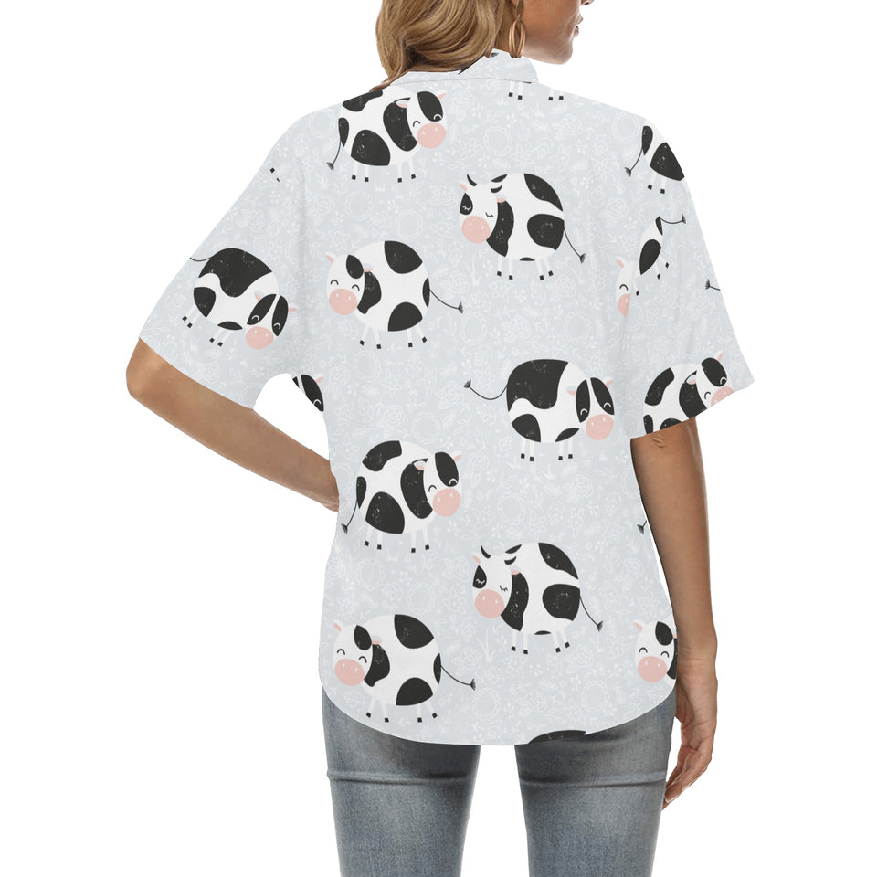 Cute cows pattern Women's All Over Print Hawaiian Shirt