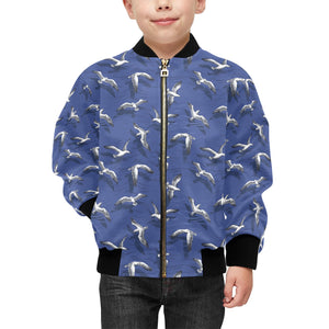 Seagull Pattern Print Design 03 Kids' Boys' Girls' Bomber Jacket