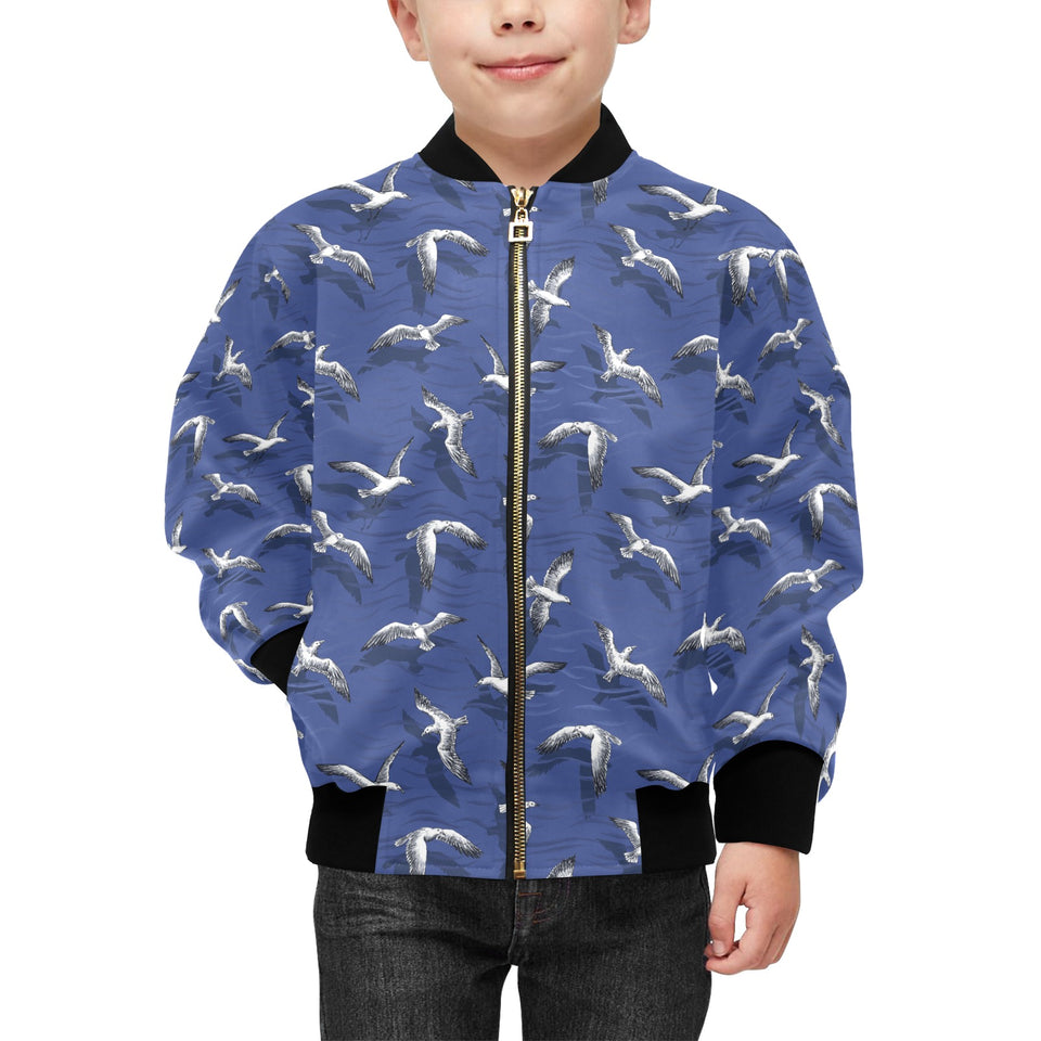 Seagull Pattern Print Design 03 Kids' Boys' Girls' Bomber Jacket