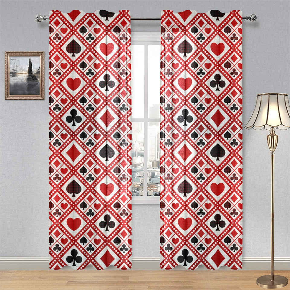 Casino Cards Suits Pattern Print Design 03 Gauze Curtain