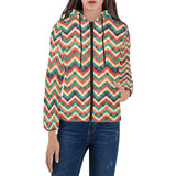 zigzag chevron colorful pattern Women's Padded Hooded Jacket