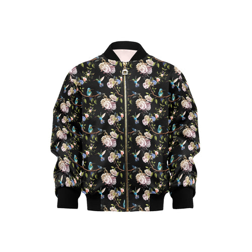 Hummingbird Pattern Print Design 03 Kids' Boys' Girls' Bomber Jacket