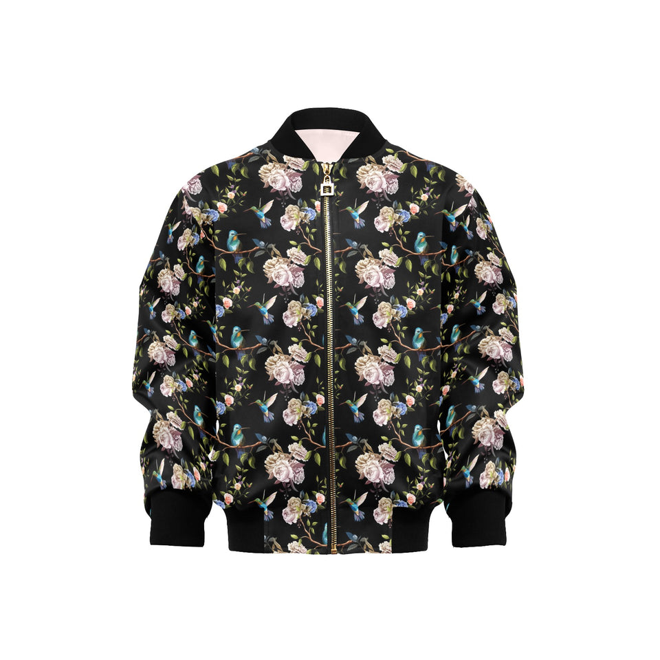 Hummingbird Pattern Print Design 03 Kids' Boys' Girls' Bomber Jacket