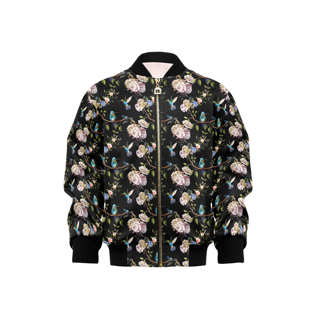 Hummingbird Pattern Print Design 03 Kids' Boys' Girls' Bomber Jacket