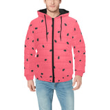 watermelon texture background Men's Padded Hooded Jacket