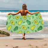 Avocado pattern green background Beach Towel