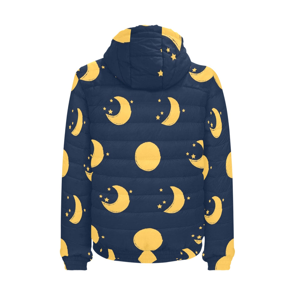 Moon star pattern Men's Padded Hooded Jacket