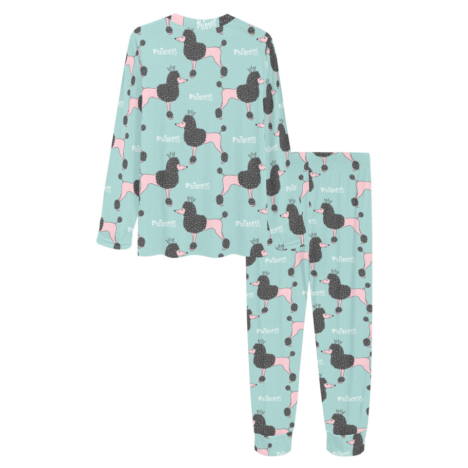 poodle dog green background Women's All Over Print Pajama Set