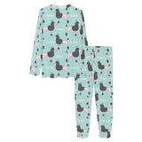 poodle dog green background Women's All Over Print Pajama Set