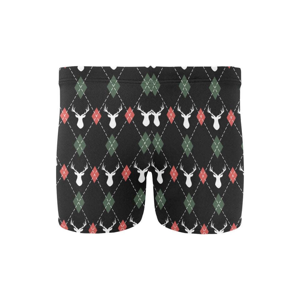 Deer Christmas new year pattern argyle Men's Swimming Trunks