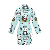 Cute baby panda pattern Women's Long Sleeve Belted Night Robe