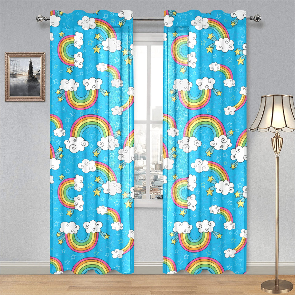 Rainbows Sky Clouds Pattern Gauze Curtain