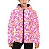 Hibiscus Pattern Print Design 01 Kids' Boys' Girls' Padded Hooded Jacket