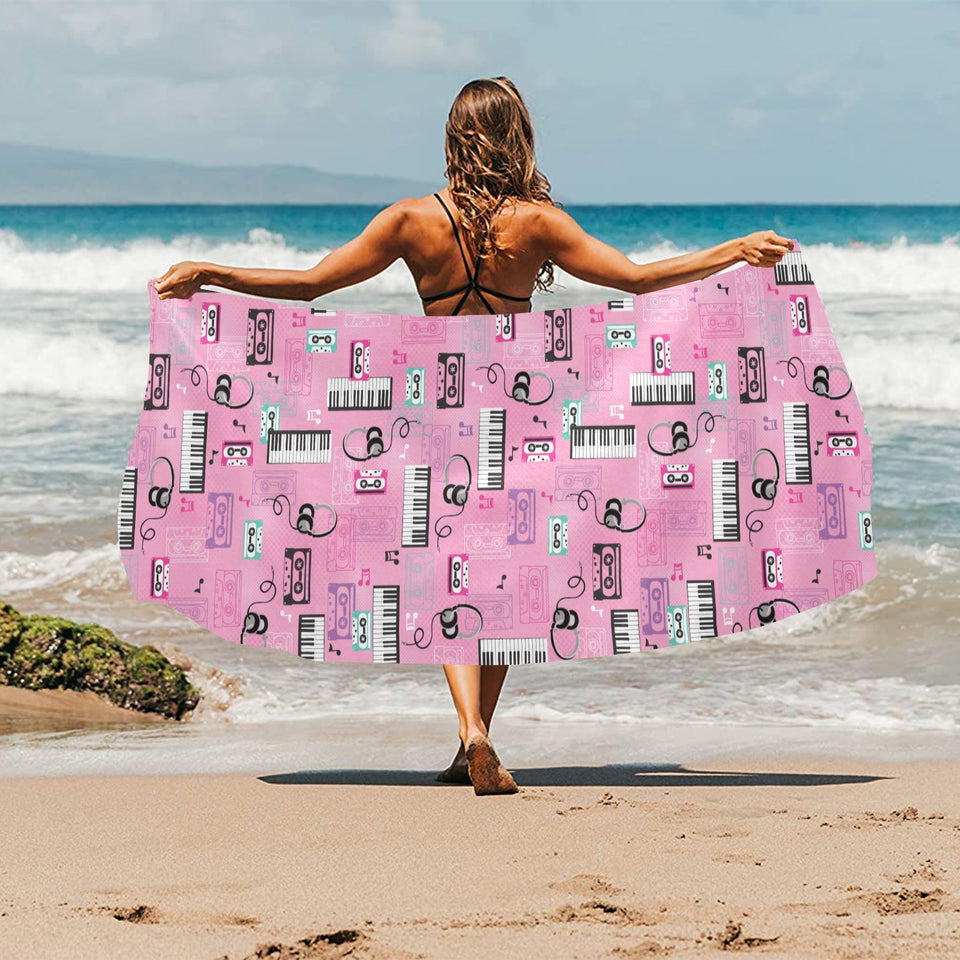 Piano Pattern Print Design 01 Beach Towel