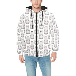 Hippopotamus Pattern Print Design 05 Men's Padded Hooded Jacket
