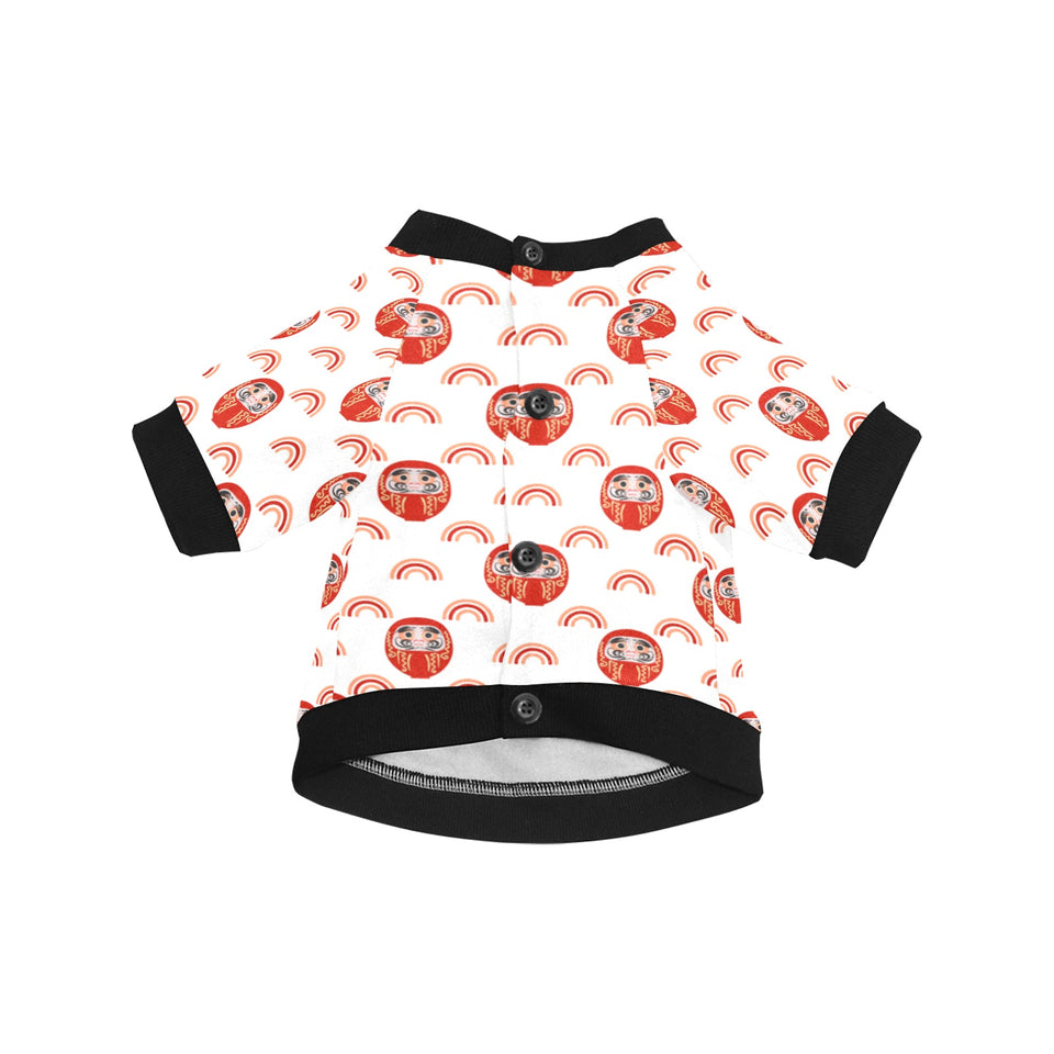 Daruma japanese wooden doll design pattern All Over Print Pet Dog Round Neck Fuzzy Shirt