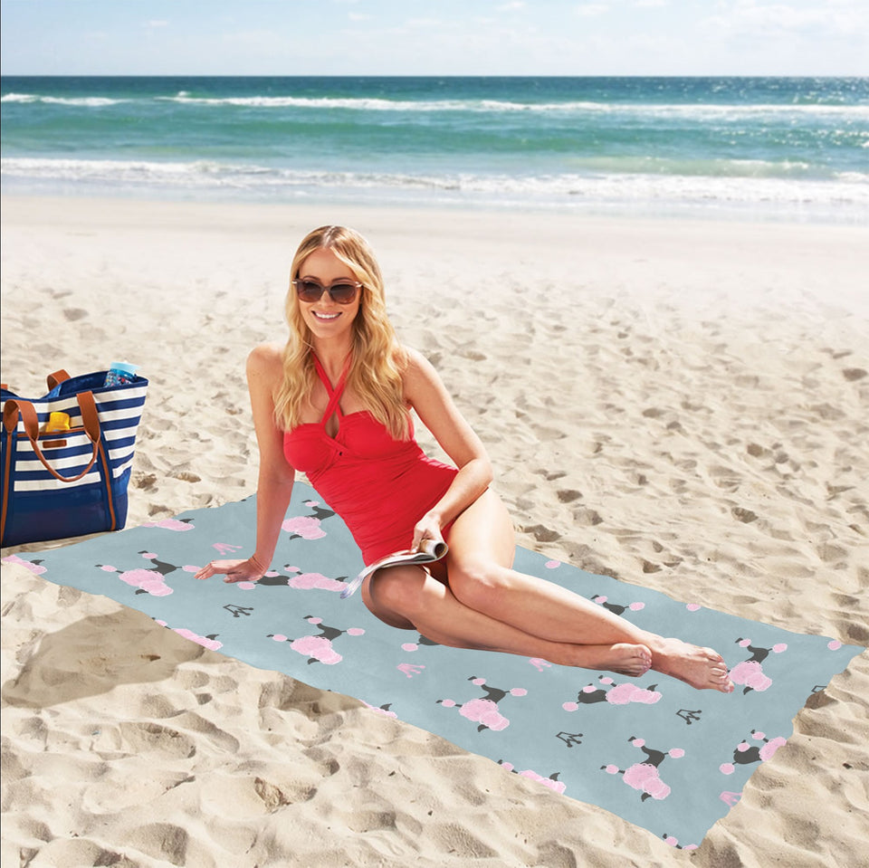 poodle dog pattern Beach Towel