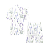Hand painting Watercolor Lavender Men's V-Neck Short Pajama Set