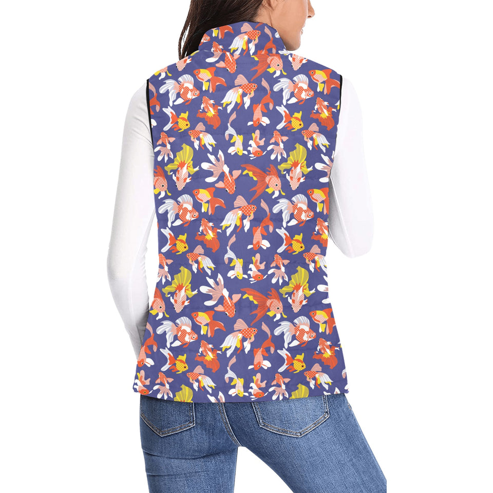 Goldfish Pattern Print Design 04 Women's Padded Vest