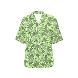 Canabis Marijuana Weed Pattern Print Design 01 Women's All Over Print Hawaiian Shirt