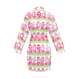 Teddy Bear Pattern Print Design 04 Women's Long Sleeve Belted Night Robe