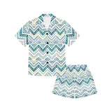zigzag  chevron paint design pattern Kids' Boys' Girls' V-Neck Short Pajama Set