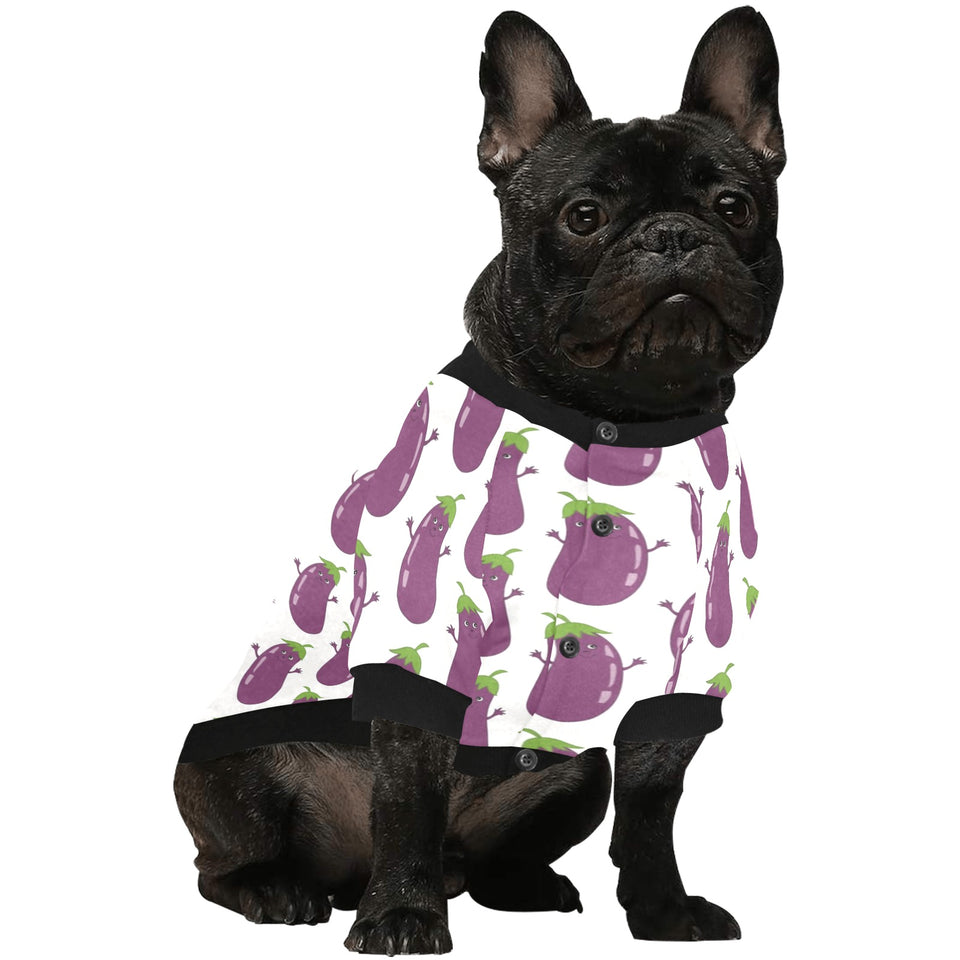 Eggplant Pattern Print Design 01 All Over Print Pet Dog Round Neck Fuzzy Shirt