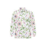 Beautiful pink lotus waterlily leaves pattern Men's Long Sleeve Polo Shirt