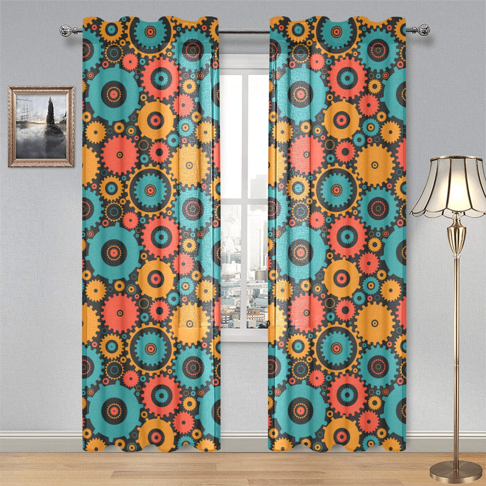 Gear Pattern Print Design 01 Gauze Curtain