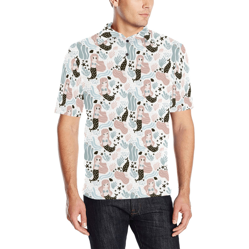 cute mermaid pattern Men's All Over Print Polo Shirt