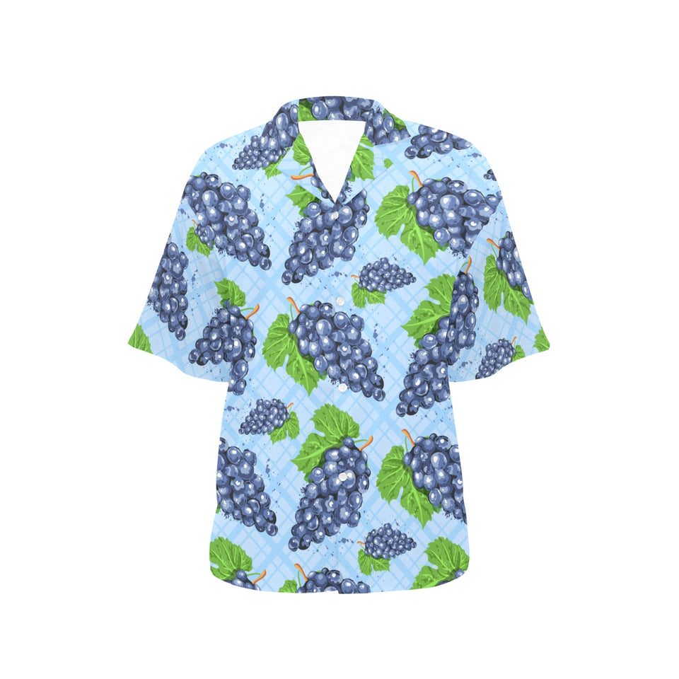 Watercolor grape pattern Women's All Over Print Hawaiian Shirt