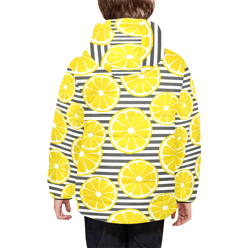 slice of lemon design pattern Kids' Boys' Girls' Padded Hooded Jacket